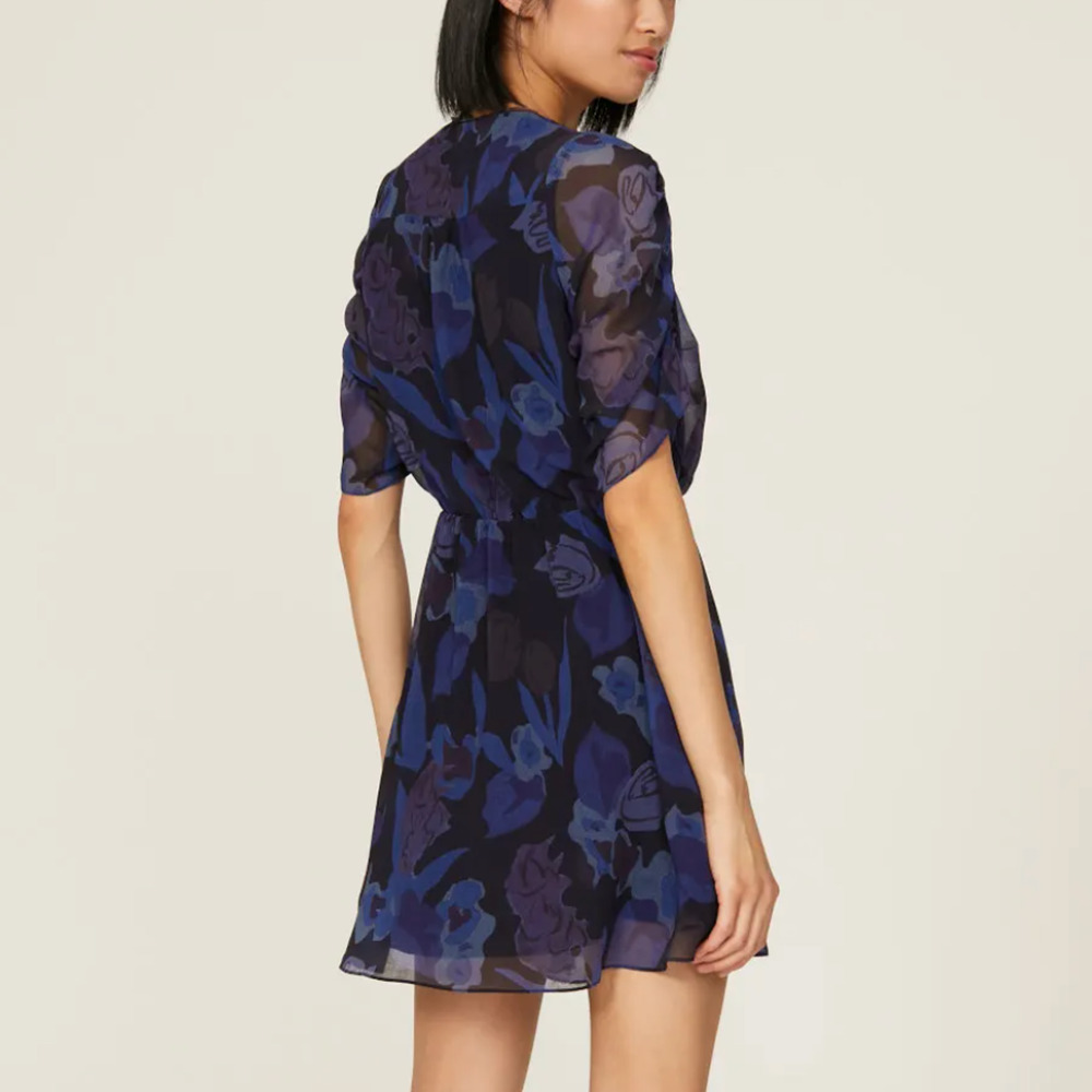 Ted Baker Blue Rose Mini Wrap Dress SIZE 0 Party Special Occasion Cocktail $300 - Picture 2 of 10